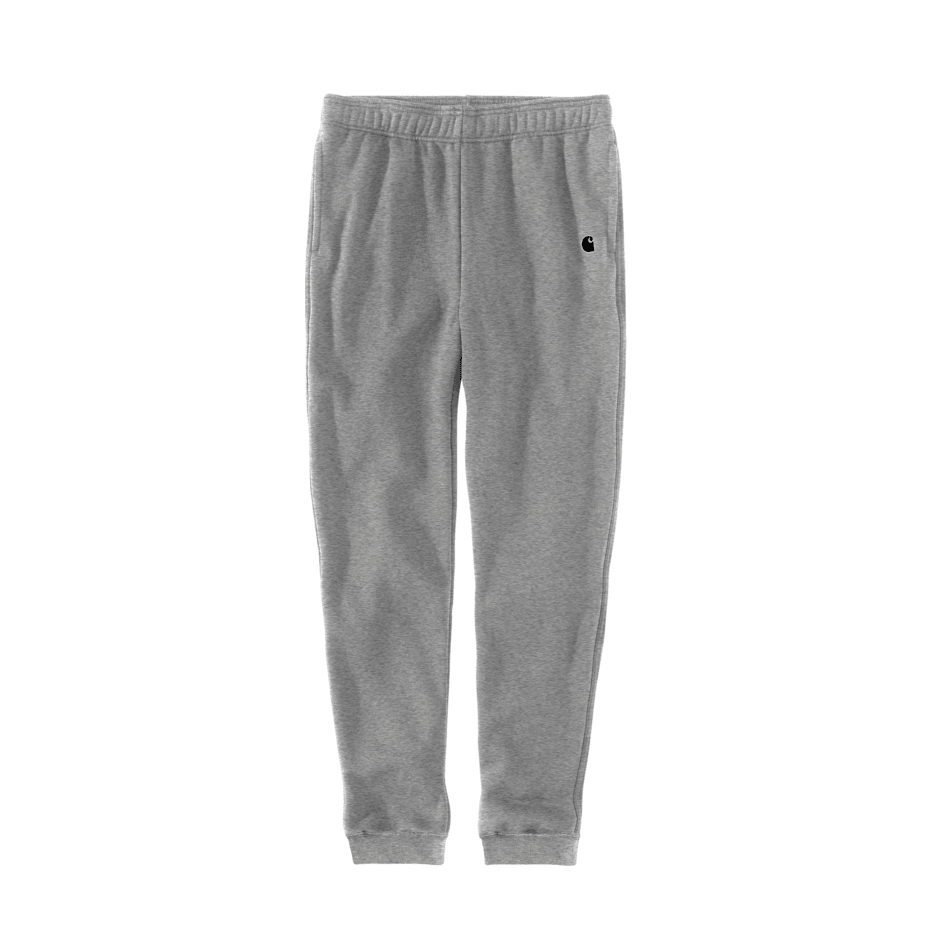 Heather gray tapered casual sweatpants with elastic waistband and cuffed ankles for comfortable everyday wear