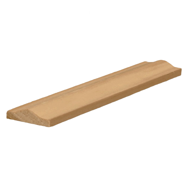 Poplar rail fillet piece with smooth surface and angled edges for square baluster installation in home improvement projects