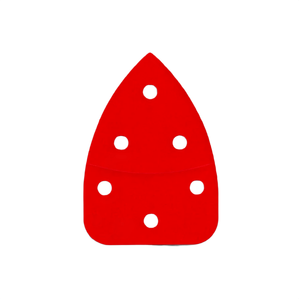 Red 220-grit hook and lock sanding sheet with perforations for dust extraction in power tool accessories and abrasives collections