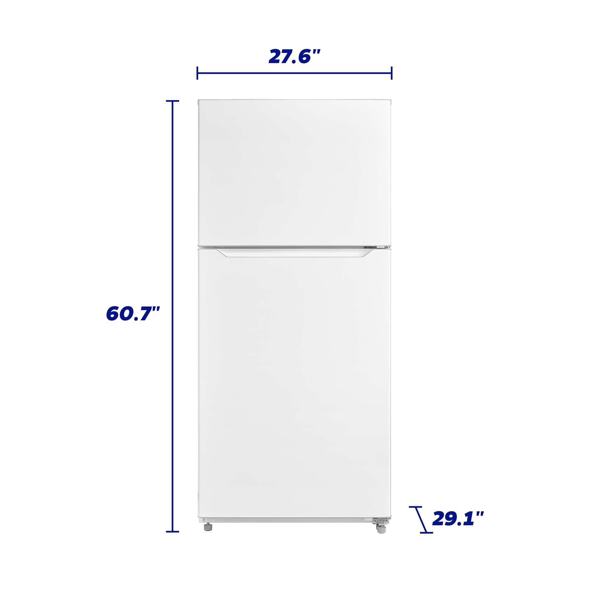 White top freezer refrigerator with compact design and clean look in kitchen appliances collection
