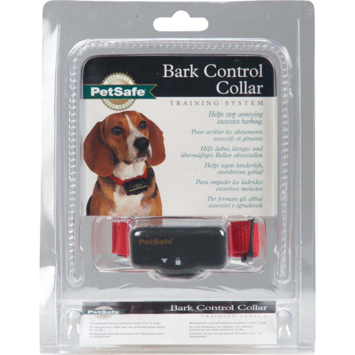 Red bark control collar with adjustable strap and compact control unit for dog training and behavior management