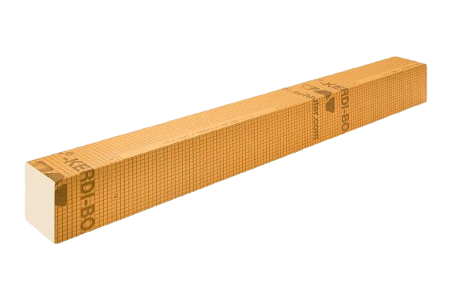 Lightweight waterproof shower curb made from KERDI-BOARD for tile flooring and home improvement projects