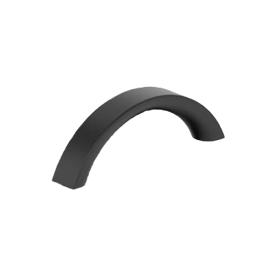 Matte black curved cabinet pull with smooth parabolic design for home improvement and hardware projects