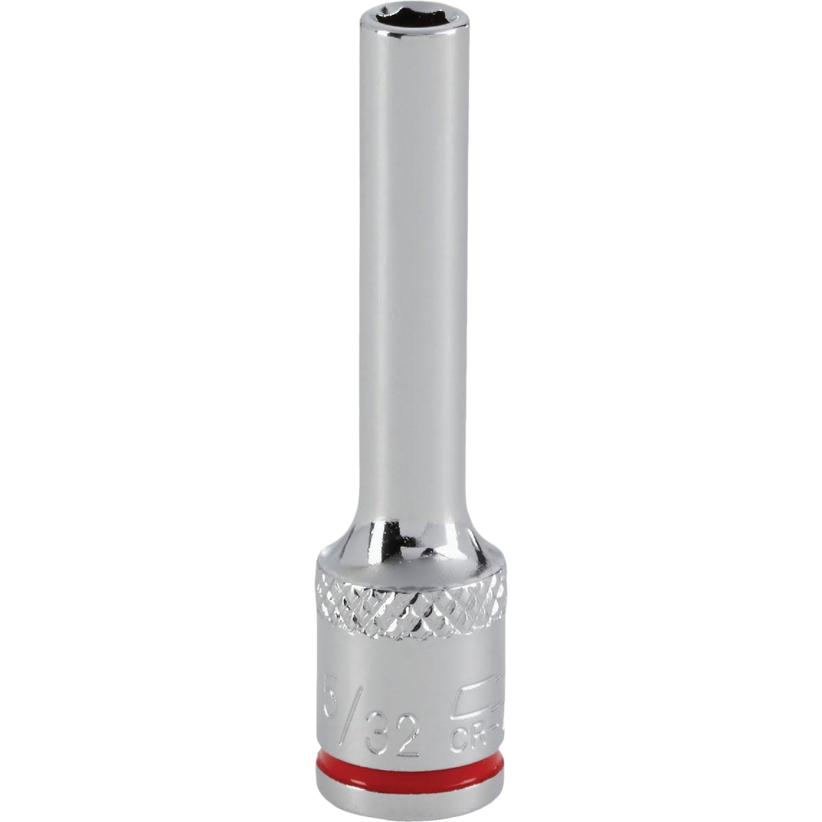 Deep 6-point chrome socket with knurled grip, ideal for woodworking tools and hand tool sets under $50 collections