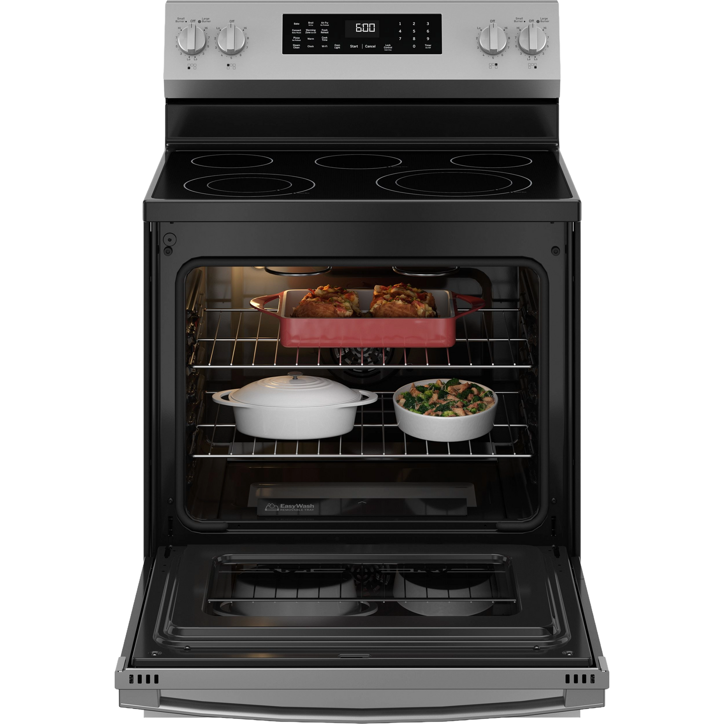 GE® ENERGY STAR® 30" Free-Standing Electric Convection Range with No Preheat Air Fry and EasyWash™ Oven Tray