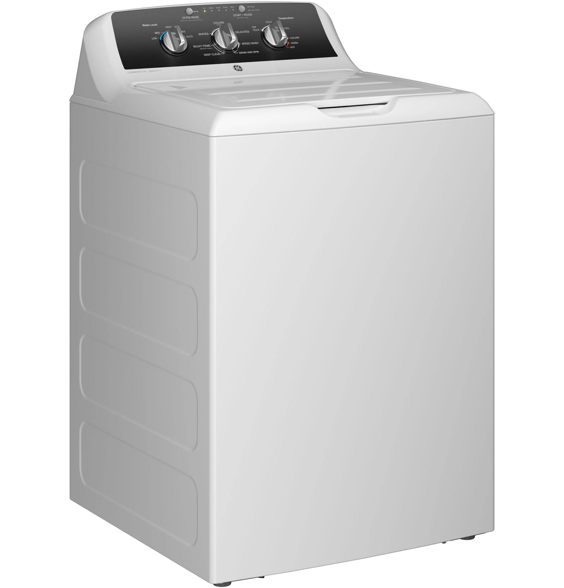 White top load washer with stainless steel basket and control panel with dials, part of washers and appliances collection