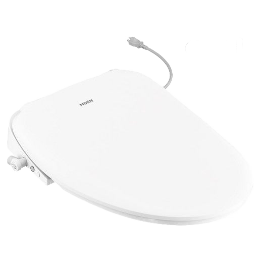 White electronic bidet seat with integrated controls for bathroom and toilet seat upgrades in bidets collection