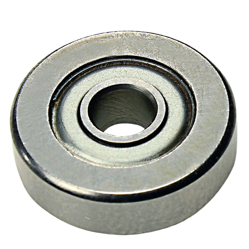 Metal bearing with inner and outer rings for use in tool accessories and home improvement applications