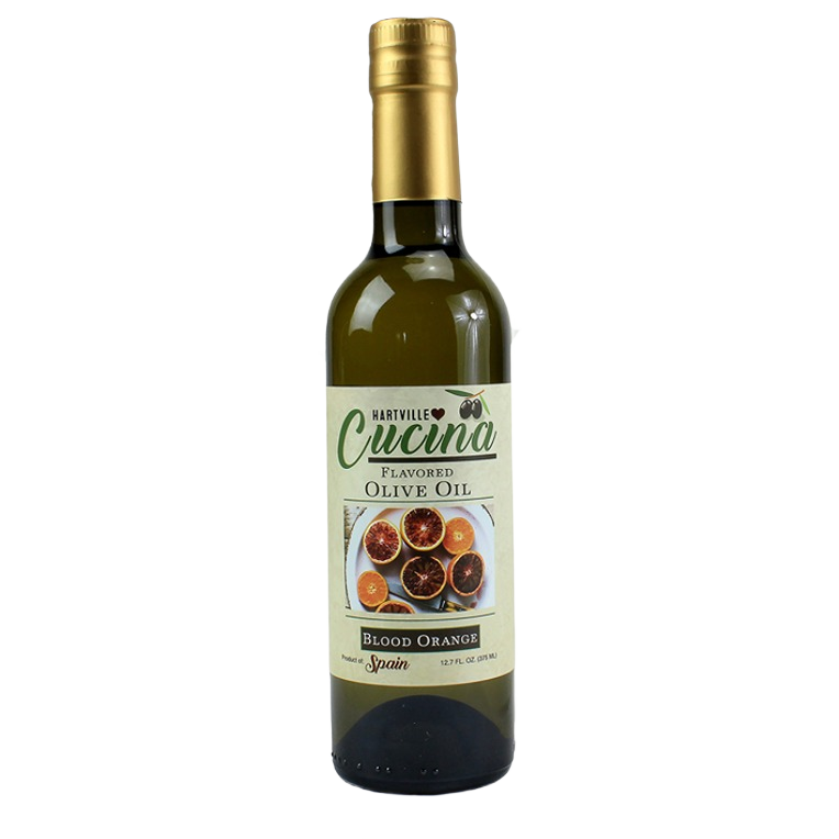 Bottle of blood orange flavored olive oil from Hartville Cucina in the Oil & Vinegars and Food & Beverage collections