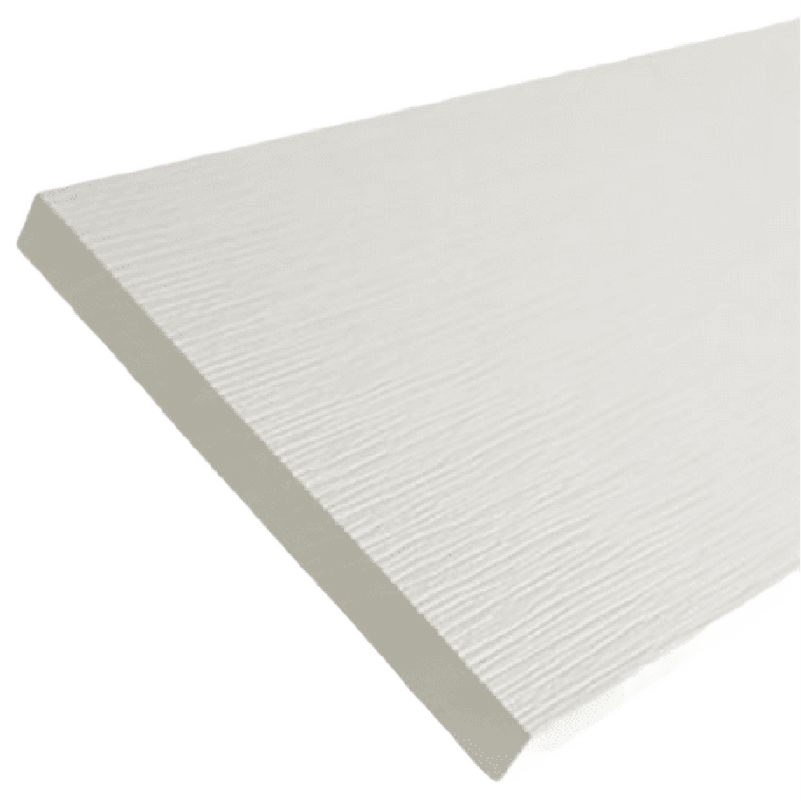 White beveled composite board with textured surface for home improvement and exterior trim projects