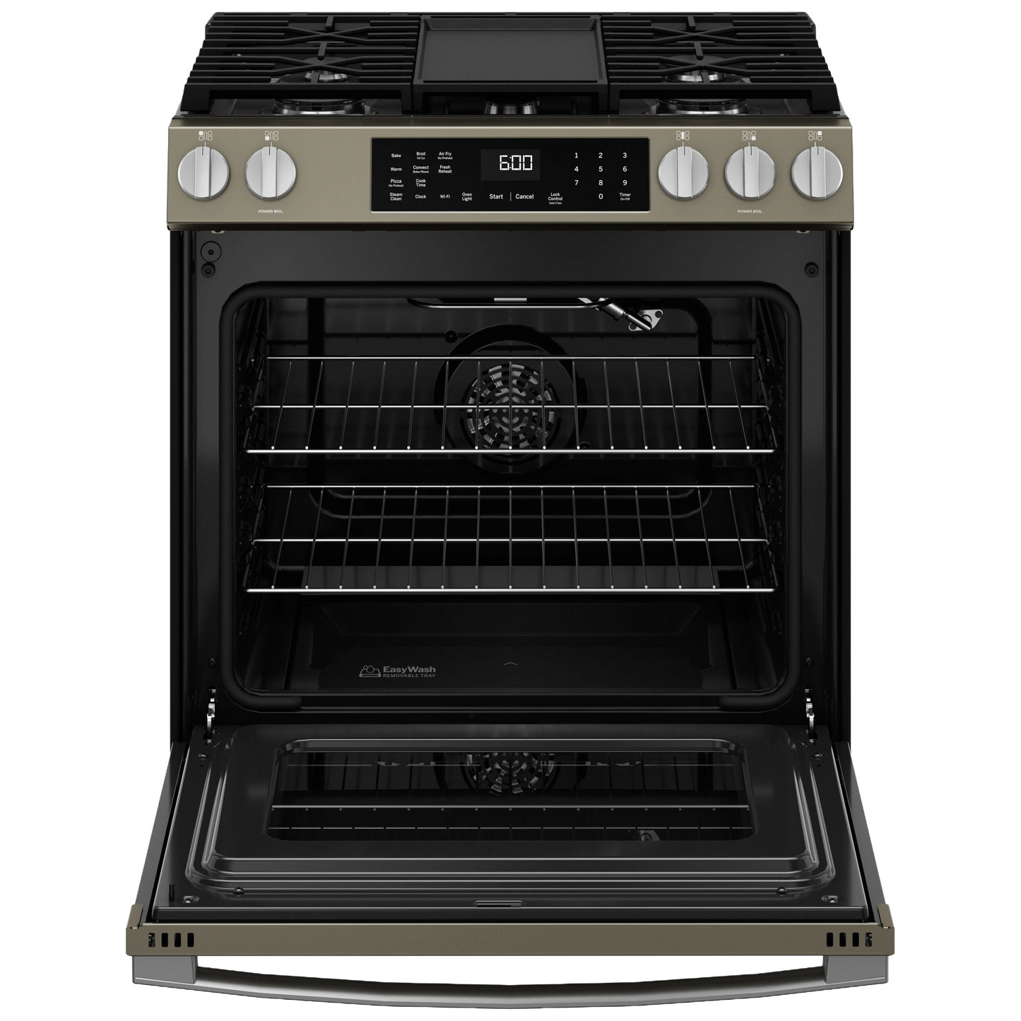 GE® 30" Slide-In Front-Control Convection Gas Range with No Preheat Air Fry and EasyWash™ Oven Tray