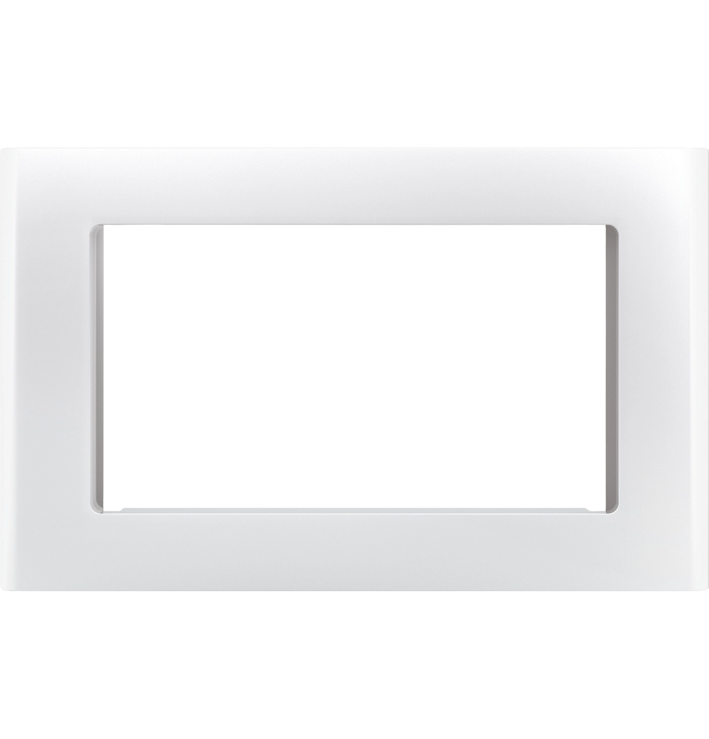 White built-in trim kit frame designed for kitchen microwaves, enhancing appliance installation in modern kitchens and home improvement projects.