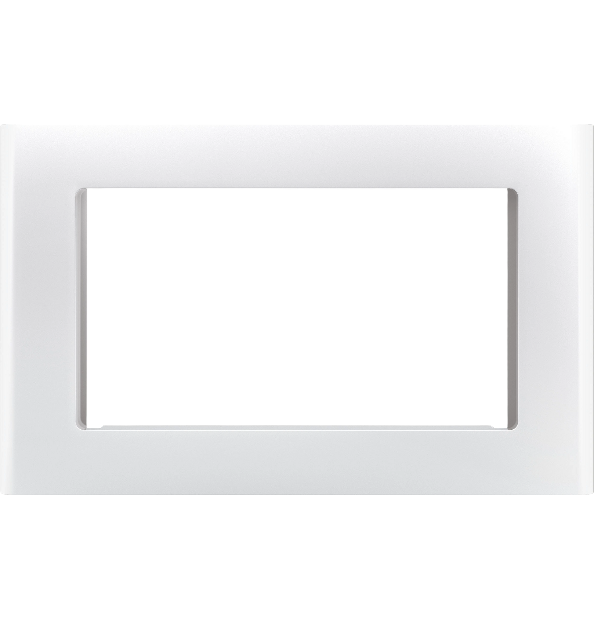 White built-in trim kit frame designed for kitchen microwaves, enhancing appliance installation in modern kitchens and home improvement projects.