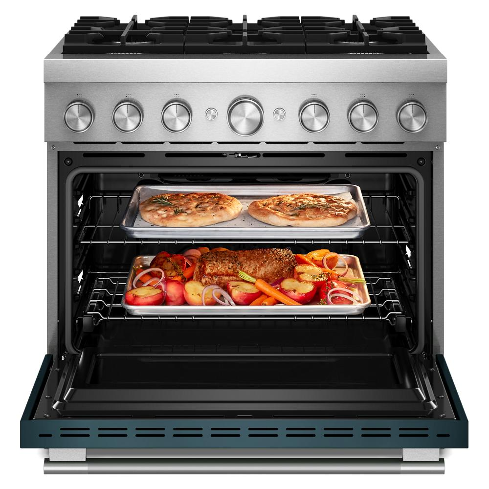 36-Inch 6 Burner Commercial-Style Dual Fuel Range with No Preheat Air Fry Mode