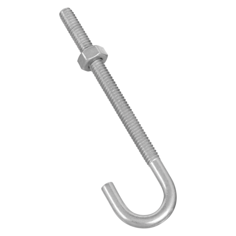 Zinc-coated J bolt with hex nut and threaded shaft for secure fastening in hardware and fasteners under $50 collections