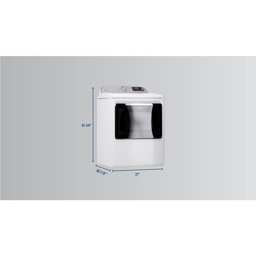 White smart top load electric dryer with digital control panel and extra power button in dryers and appliances collection
