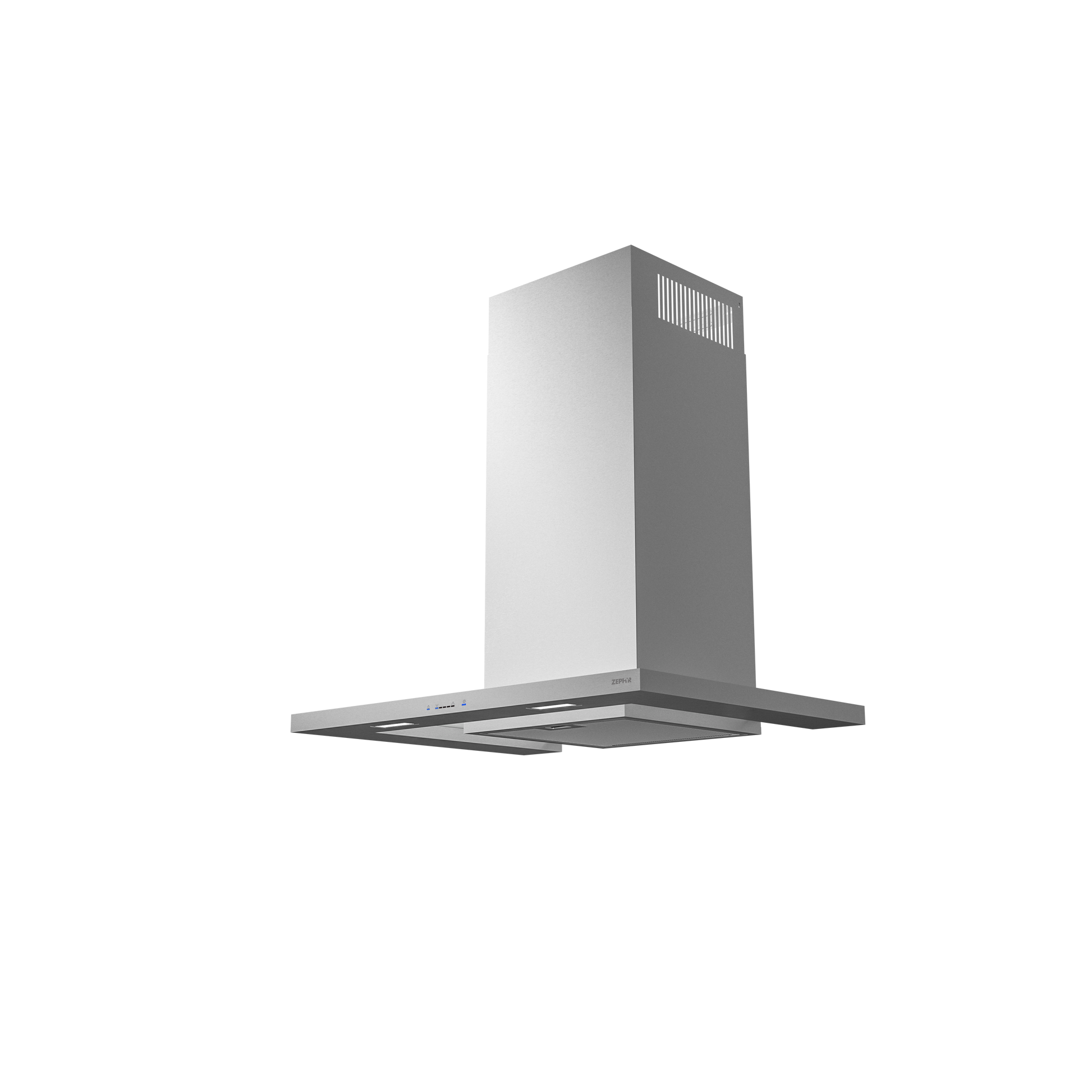 Stainless steel range hood with LED lighting and touch controls for kitchen ventilation and home improvement appliances