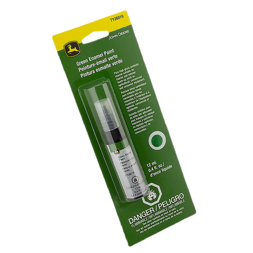 Green enamel touch-up paint in a small spray bottle for tools and home improvement projects