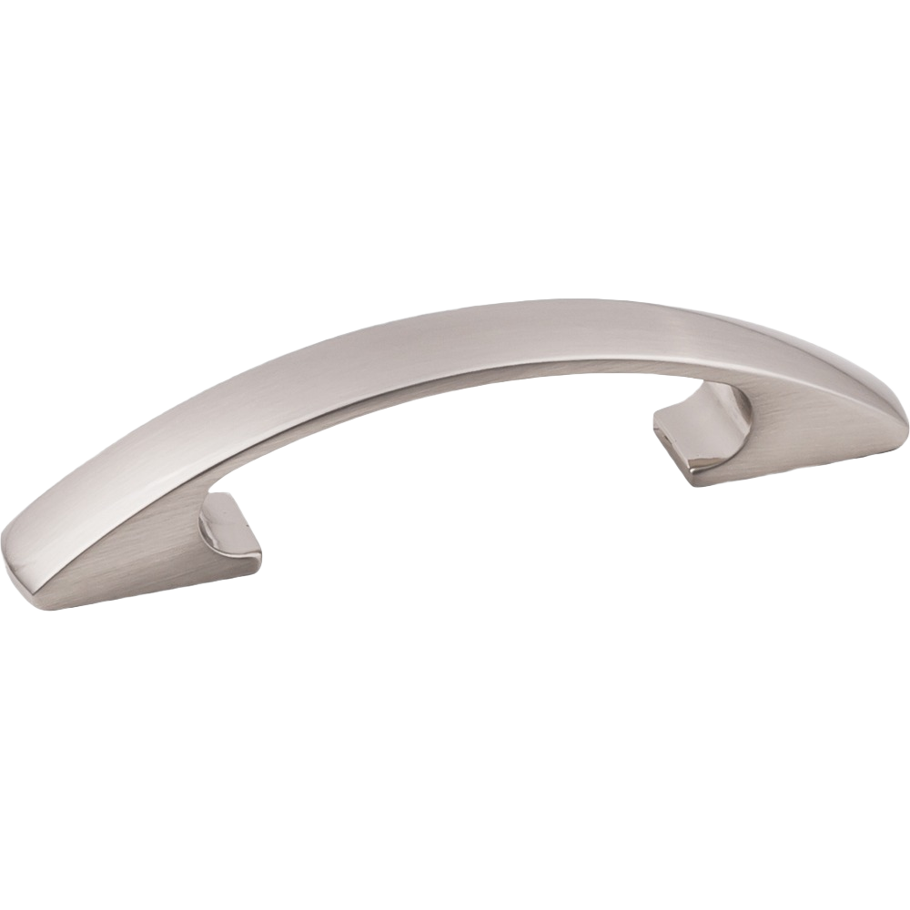 Satin nickel 3-inch cabinet pull with sleek curved design for hardware and furniture accessories under $50 collection