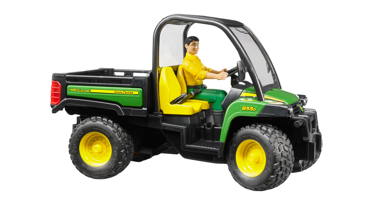 Green and yellow Bruder utility vehicle toy with driver figure from Vehicles & Remote Controlled Toys collection