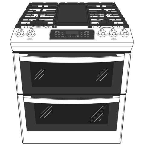 GE 30" Slide-In Front Control Gas Double Oven Range