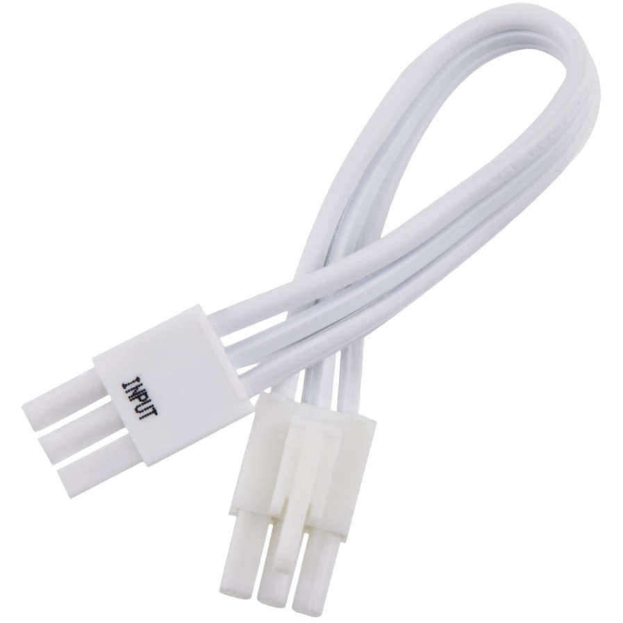 White 6-inch linkable cable with connectors for under cabinet lighting and electrical lamp accessories under $50 tools
