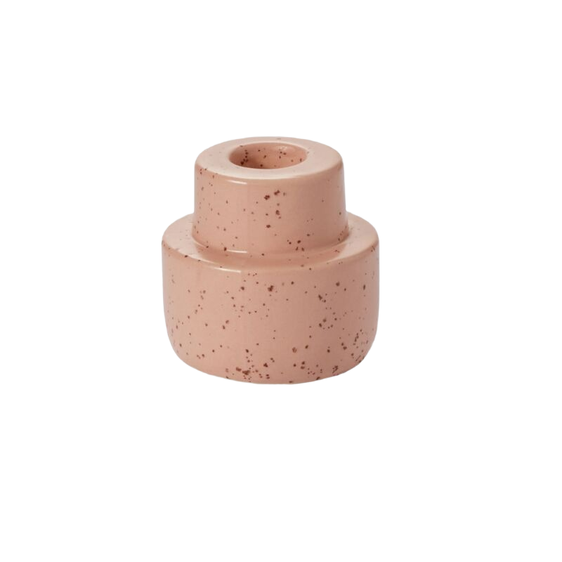 Matte peach ceramic candleholder with speckled texture for stylish home decor and accent lighting projects