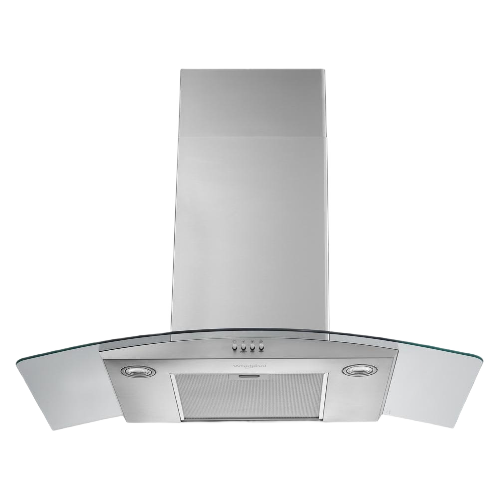 36-inch curved glass wall mount range hood in stainless steel with 3-speed exhaust fan from kitchen appliances collections