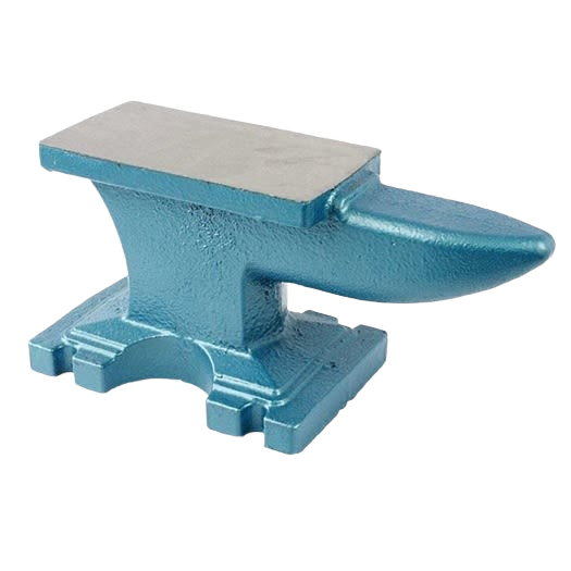 Cast iron anvil with rugged blue base and smooth steel top for tools and home improvement use