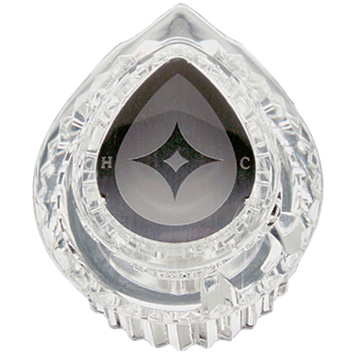 Clear acrylic tub and shower handle knob with temperature indicator for home improvement projects