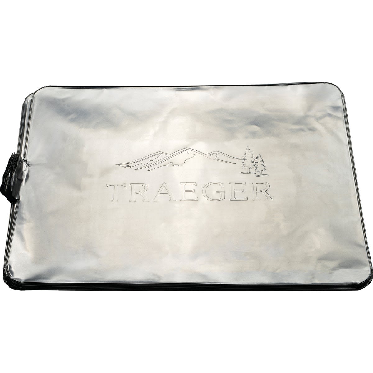 Five aluminum drip tray liners embossed with logo for grilling tools and outdoor living accessories collections