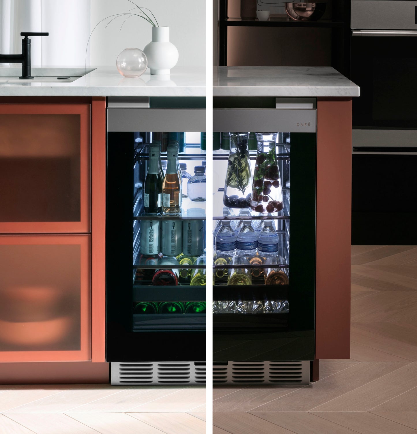 CAFÉ™ ENERGY STAR® 126-Can or 14-Bottle Beverage Center in Platinum Glass