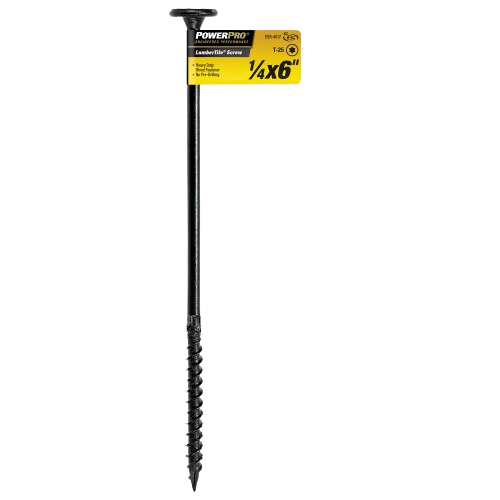 Black 1/4 inch by 6 inch structural screw for heavy-duty construction in Hardware and Fasteners collections under $50