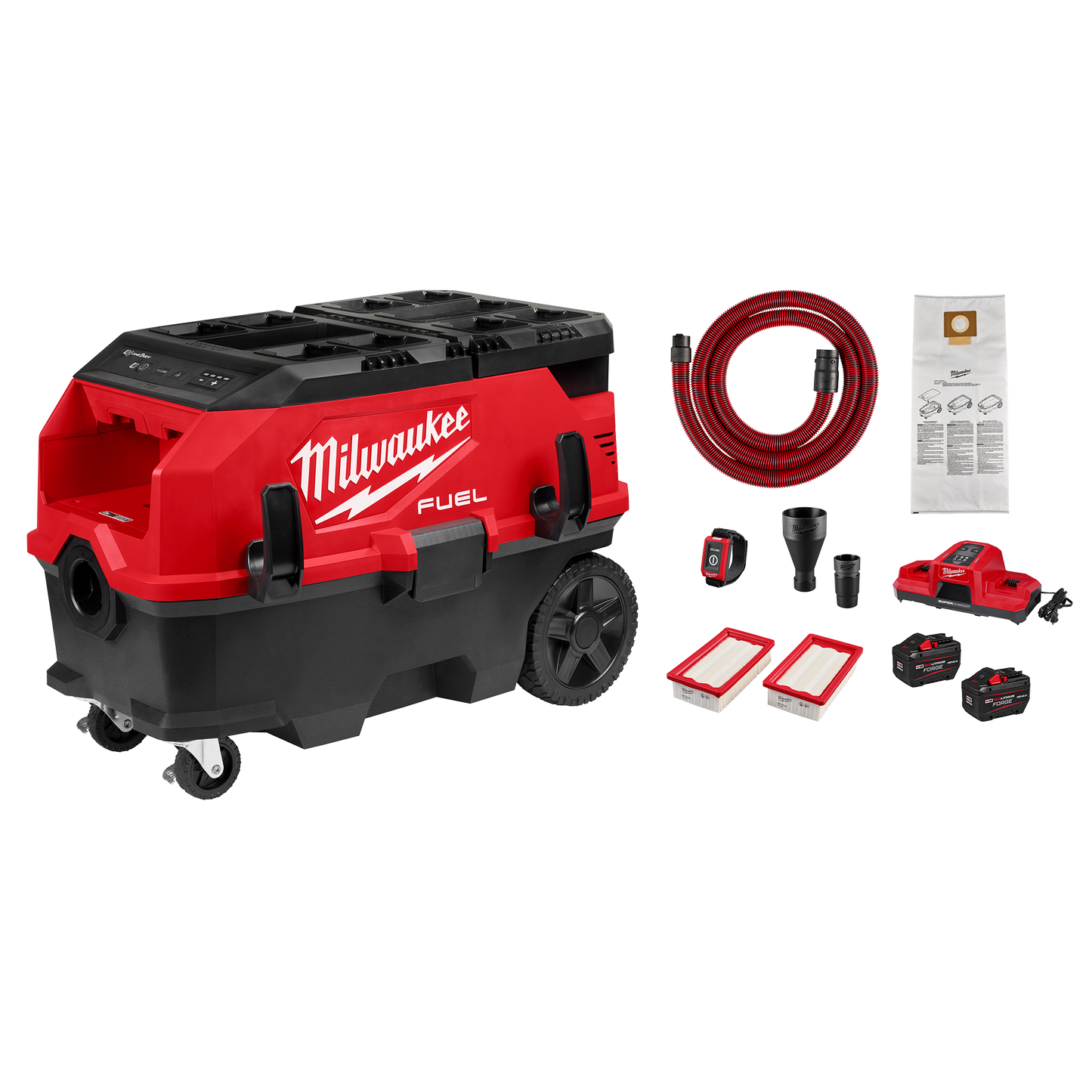 Milwaukee M18 FUEL™ 9 Gallon Dual Battery Dust Extractor w/ PACKOUT™ Compatibility and VACLINK™ Kit