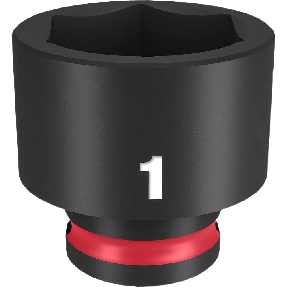 Black impact socket with six-point design and size marking for heavy-duty tools and home improvement use