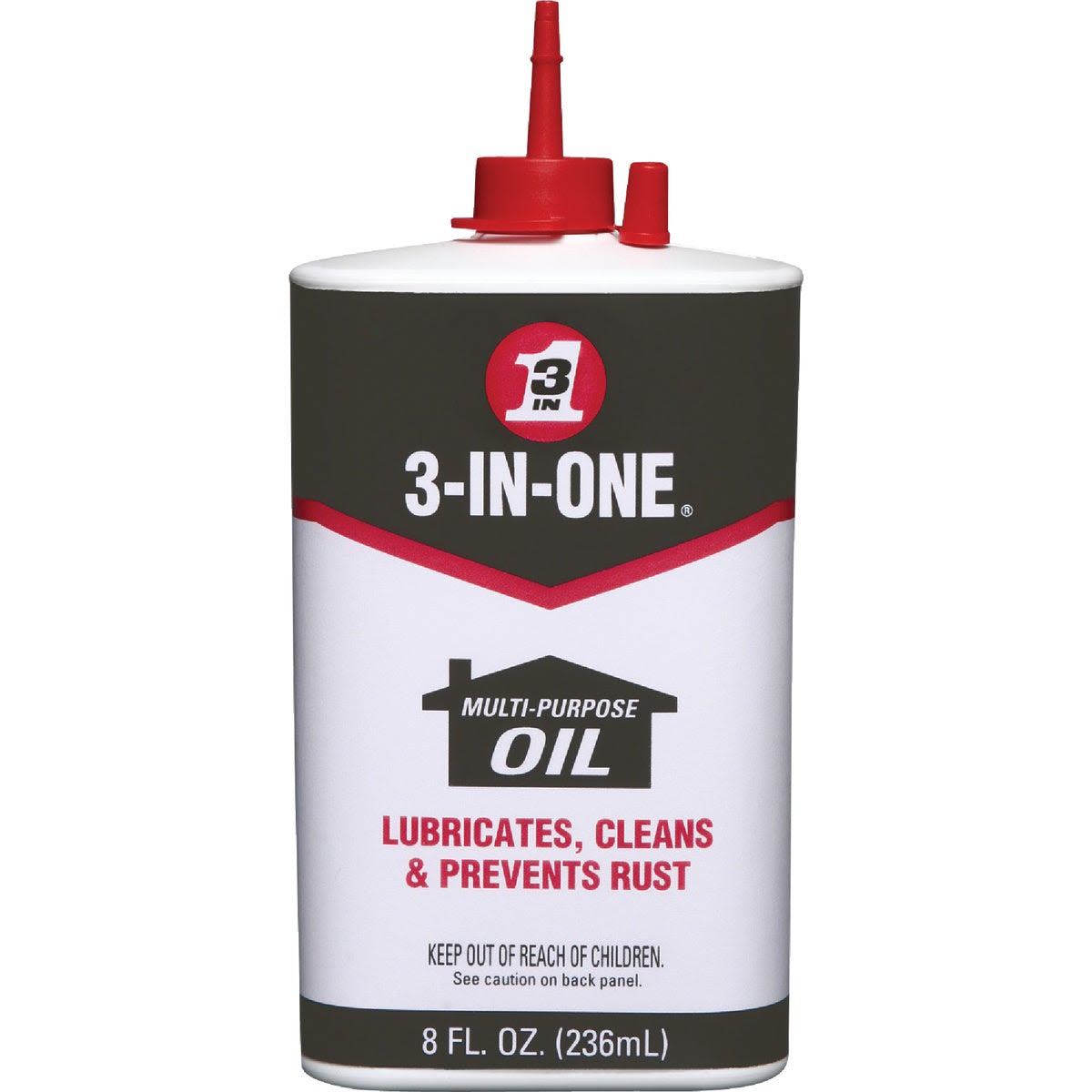 8 oz drip bottle of multi-purpose household oil for lubricating, cleaning, and rust prevention in home improvement tasks
