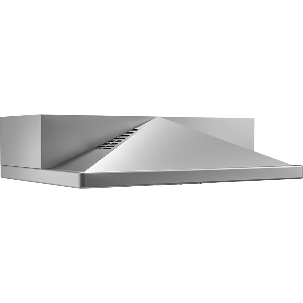 Architectural stainless steel 30-inch pyramid under cabinet range hood with LED lighting in kitchen appliances collection