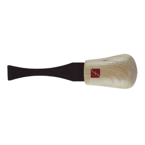 Palm carving chisel with single bevel blade and ergonomic wooden handle for precision woodworking and home improvement tasks