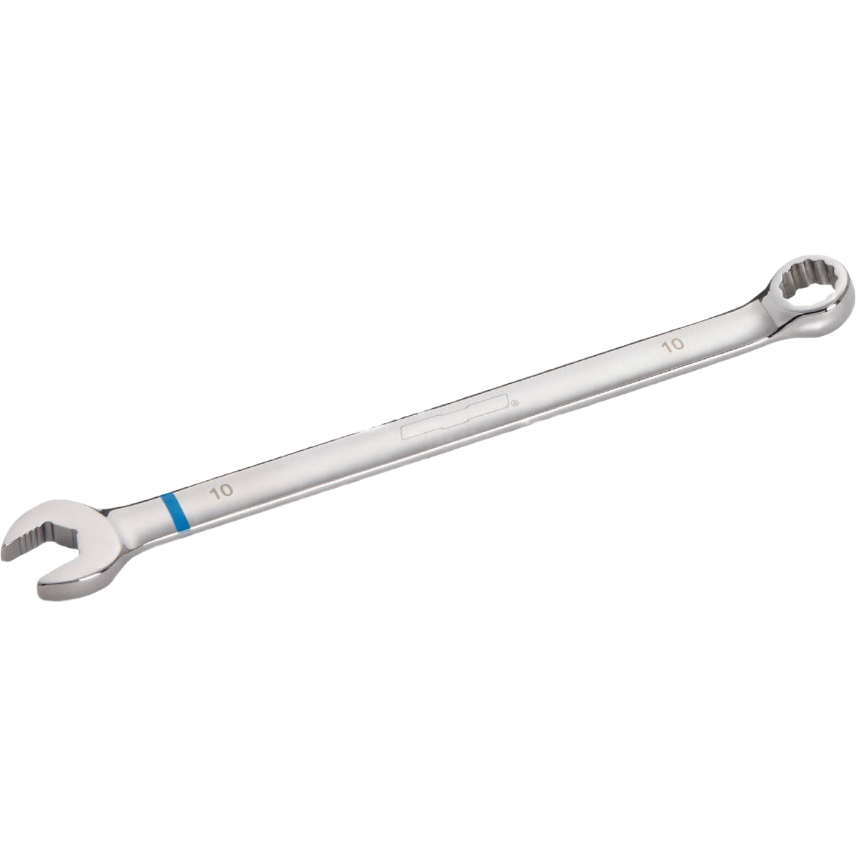 Silver 10mm combination wrench with open and 12-point box ends for precise home improvement tasks