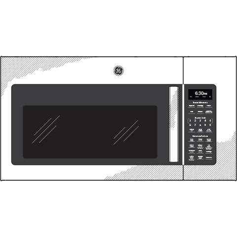 Stainless steel over-the-range microwave with sensor controls and digital display in kitchen appliances collection