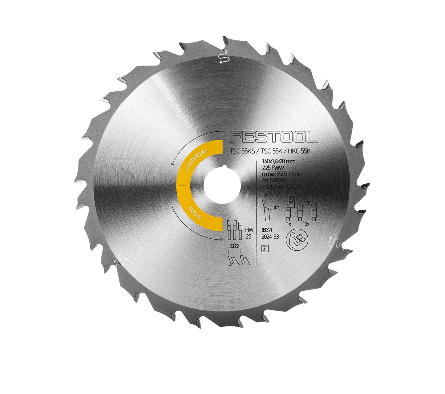 Festool 578589 Saw Blade WOOD UNIVERSAL HW 160x1,6x20 FWW25