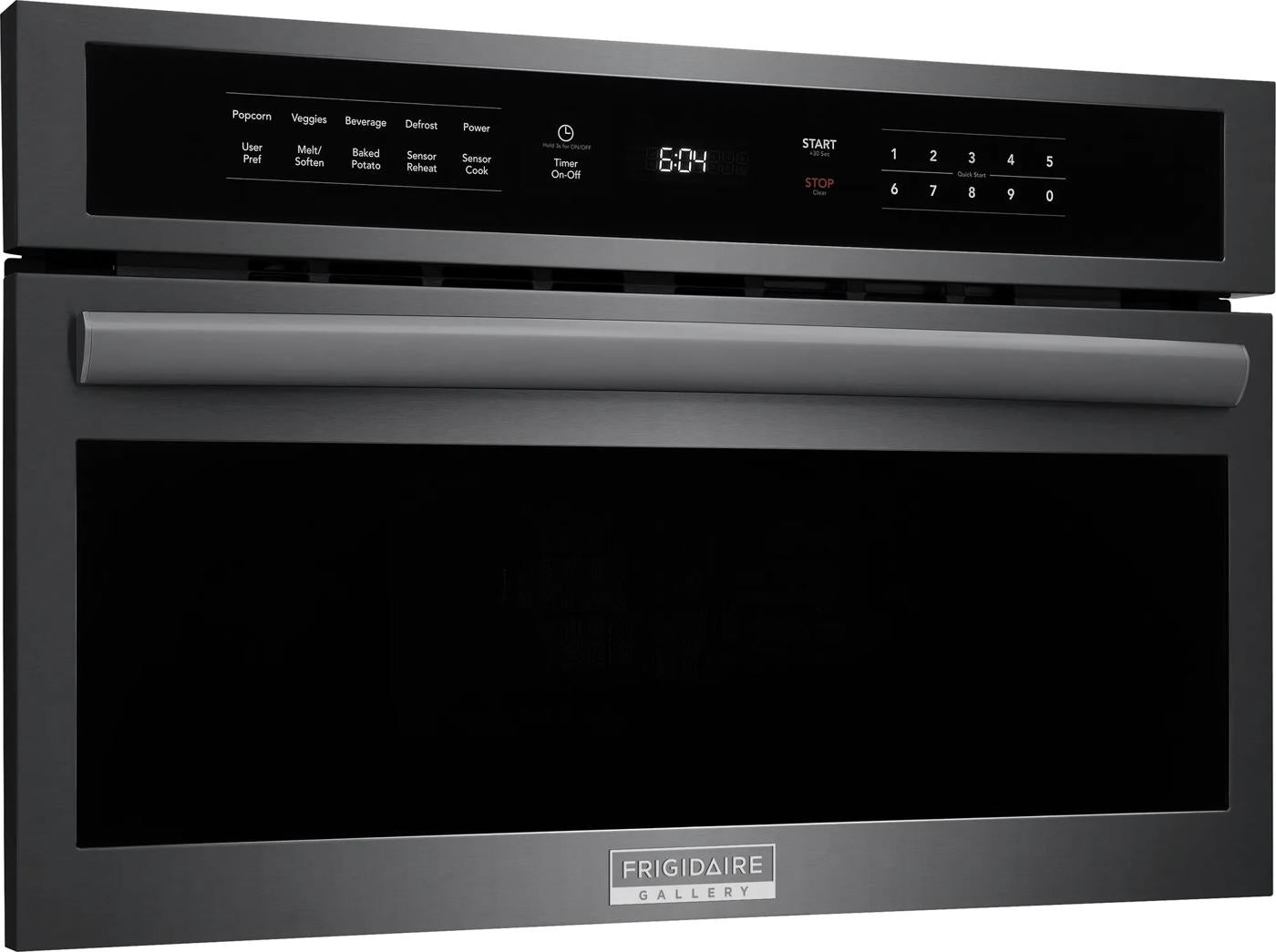 Built-in microwave oven with drop-down door, sensor cook technology, and digital touch controls in kitchen appliances collection