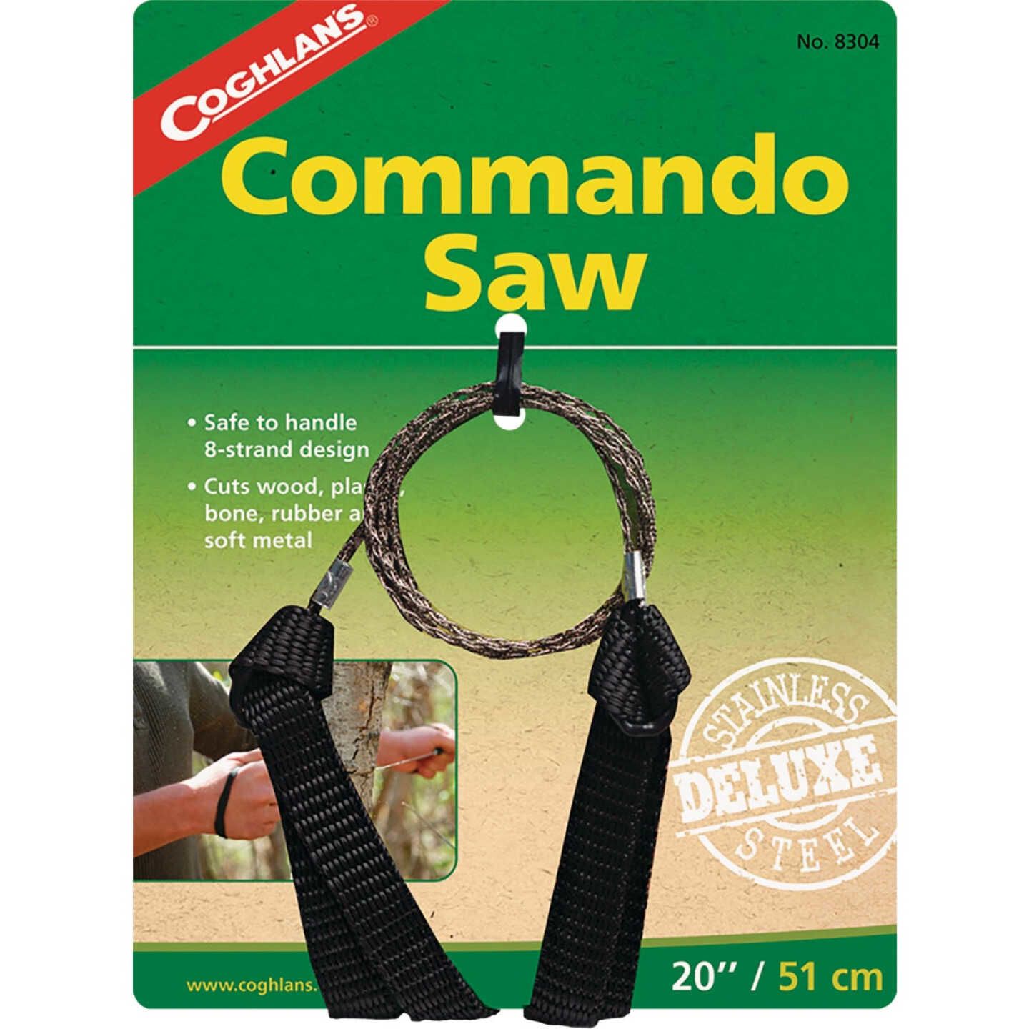Compact 20-inch pocket chainsaw with stainless steel blade and durable black nylon handles for outdoor and home improvement use