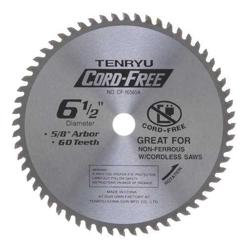 6-1/2 inch Tenryu saw blade with 60 teeth for cordless saws in woodworking and power tool accessories collection