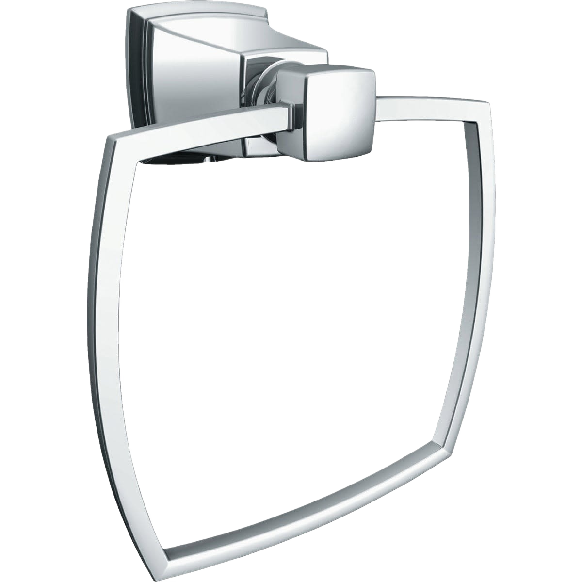 Chrome bathroom towel ring with art-deco inspired design, modern style for accessories and towel holder collections under $100