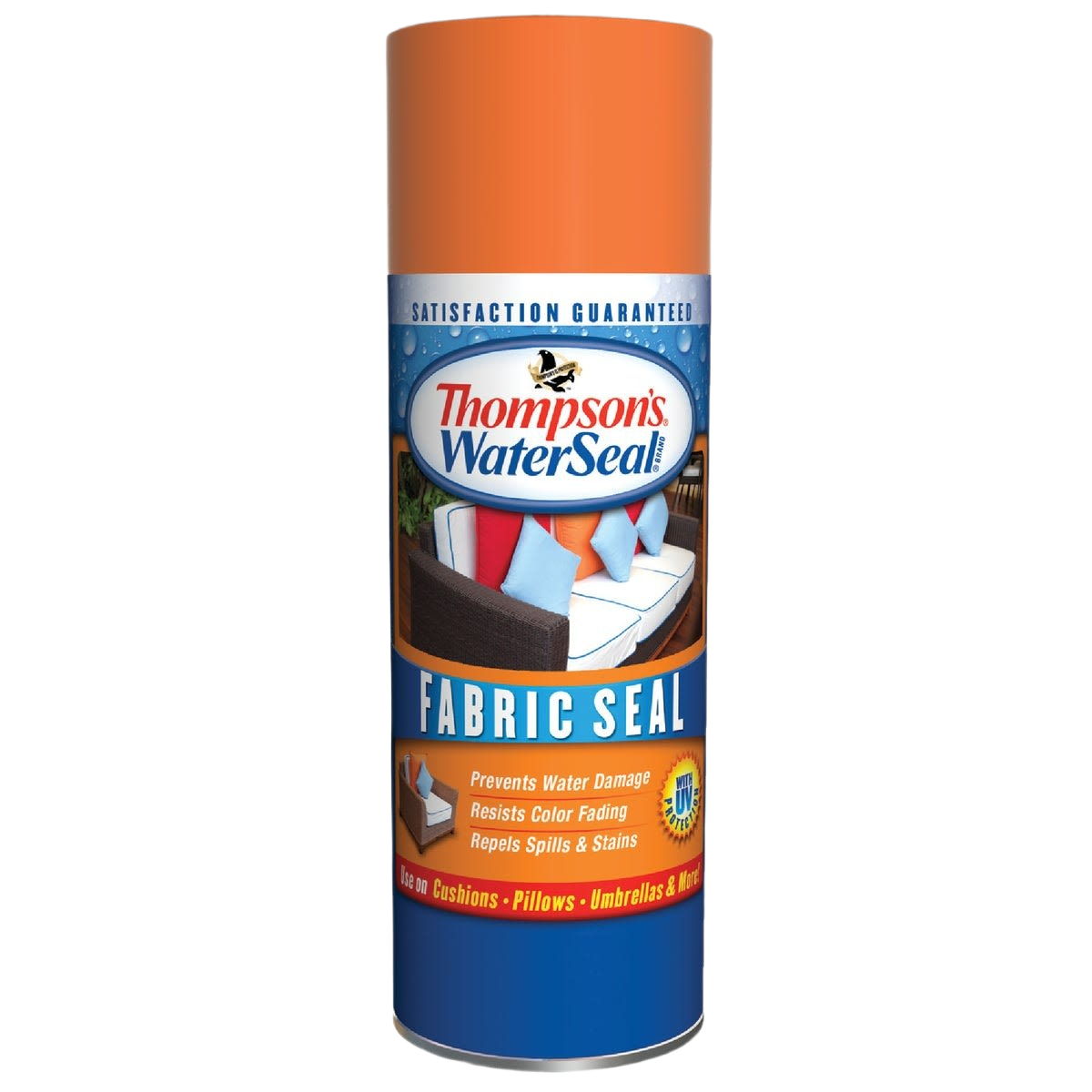 Clear waterproofing spray for fabric cushions, pillows, and umbrellas, featured in Stains & Sealers and Paint & Supplies collections