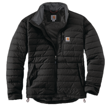 Black lightweight insulated jacket with water-repellent shell from Carhartt Men's outerwear collection under $50