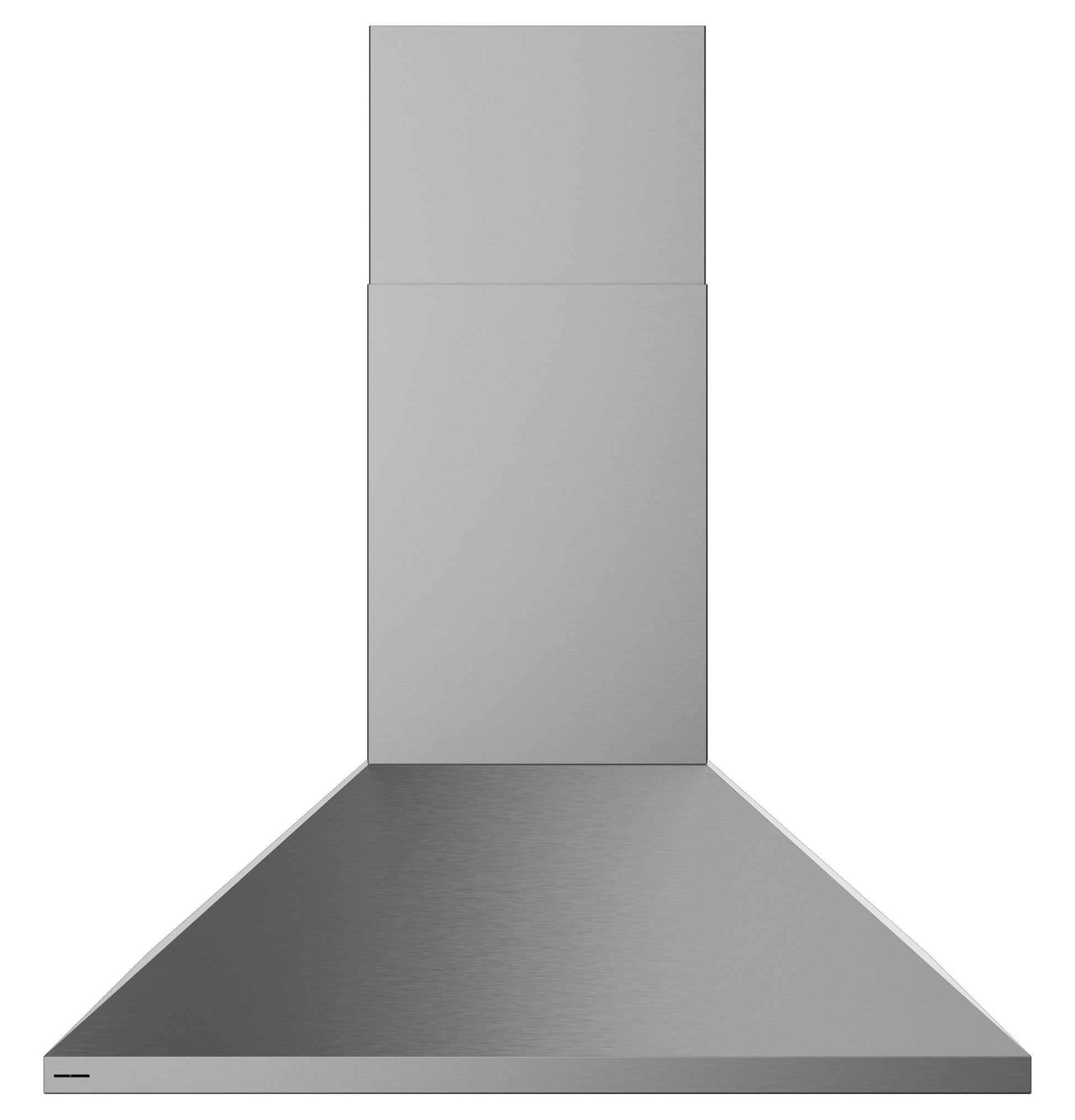 Wall-mounted stainless steel pyramid chimney vent hood with air quality sensors in kitchen appliances and range hoods collection