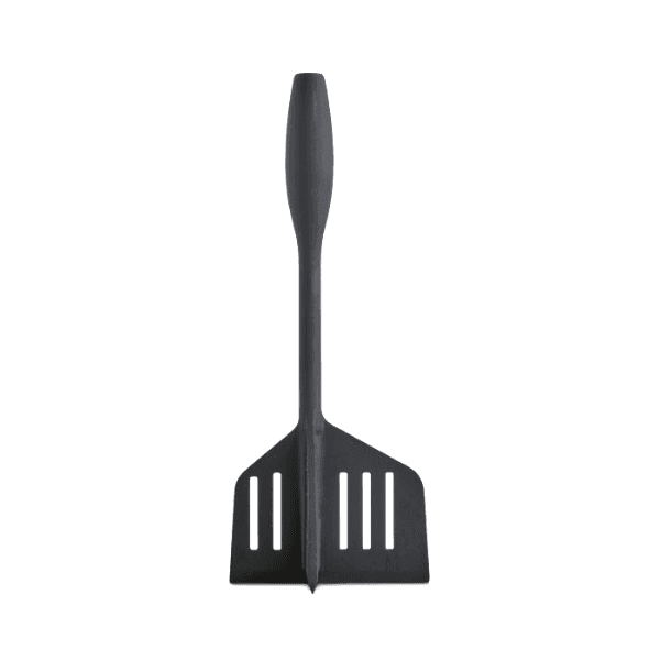 Black plastic ground meat chopper and turner with ergonomic handle for kitchen utensils and cooking tools under $50.