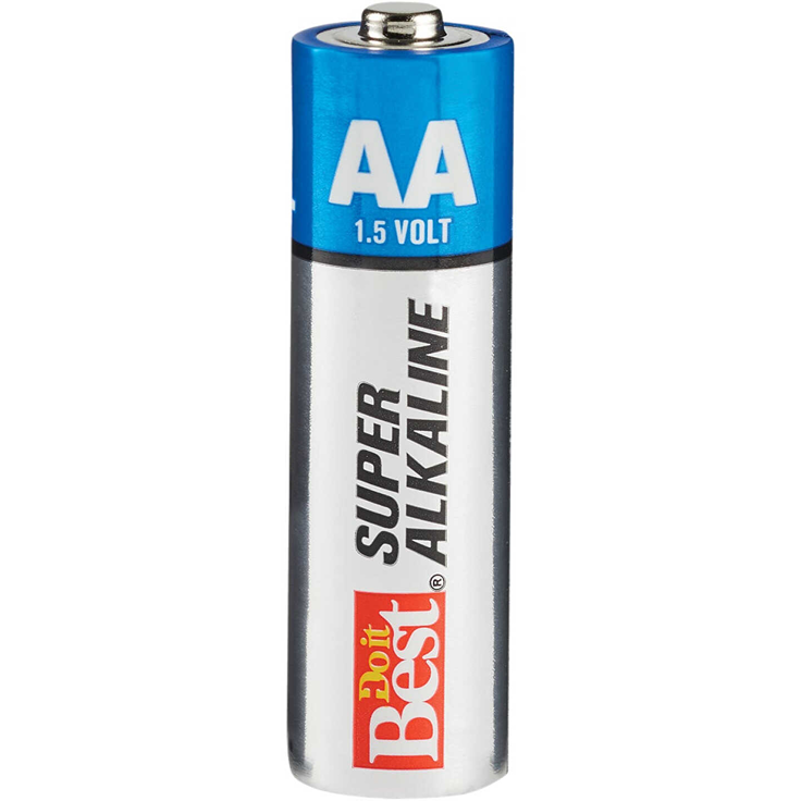 Single AA alkaline battery with 1.5 volts power for use in tools and home improvement devices